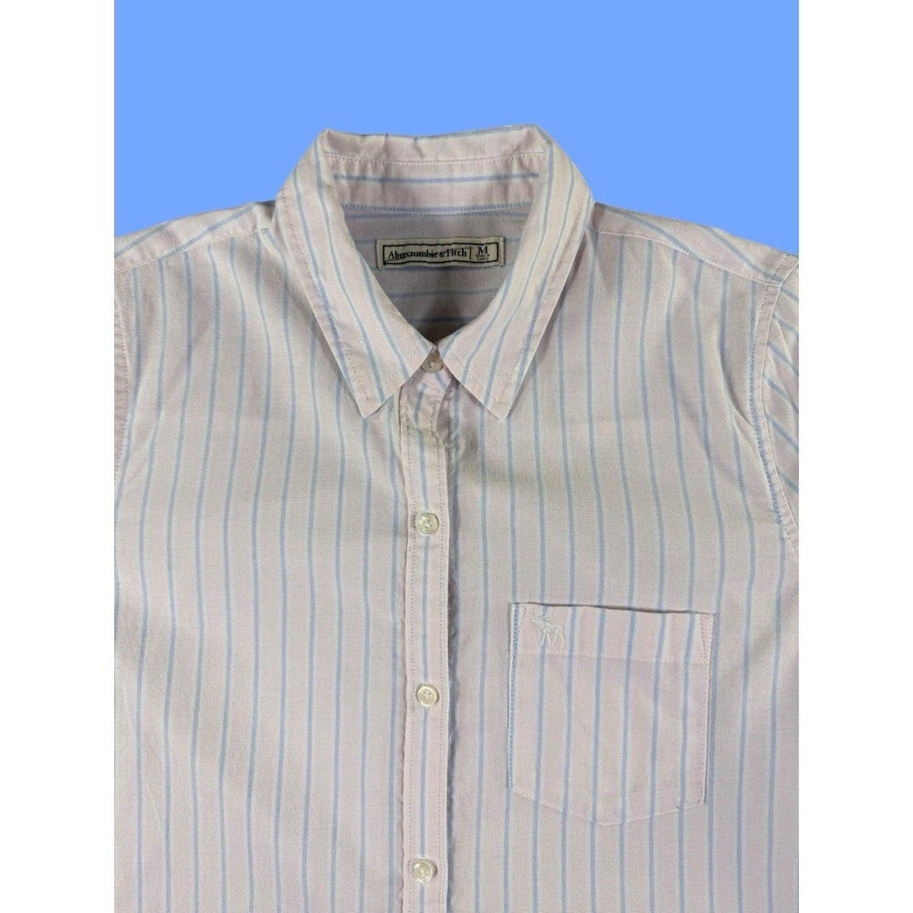 VTG Y2K Abercrombie & Fitch Pink & Blue Striped Long Sleeve Button Down Size M